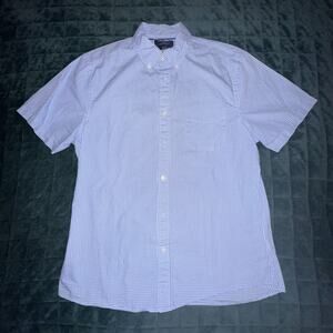 Charles Tyrwhitt Shirt Men M Slim Fit Blue White Gingham Check Short Sleeve